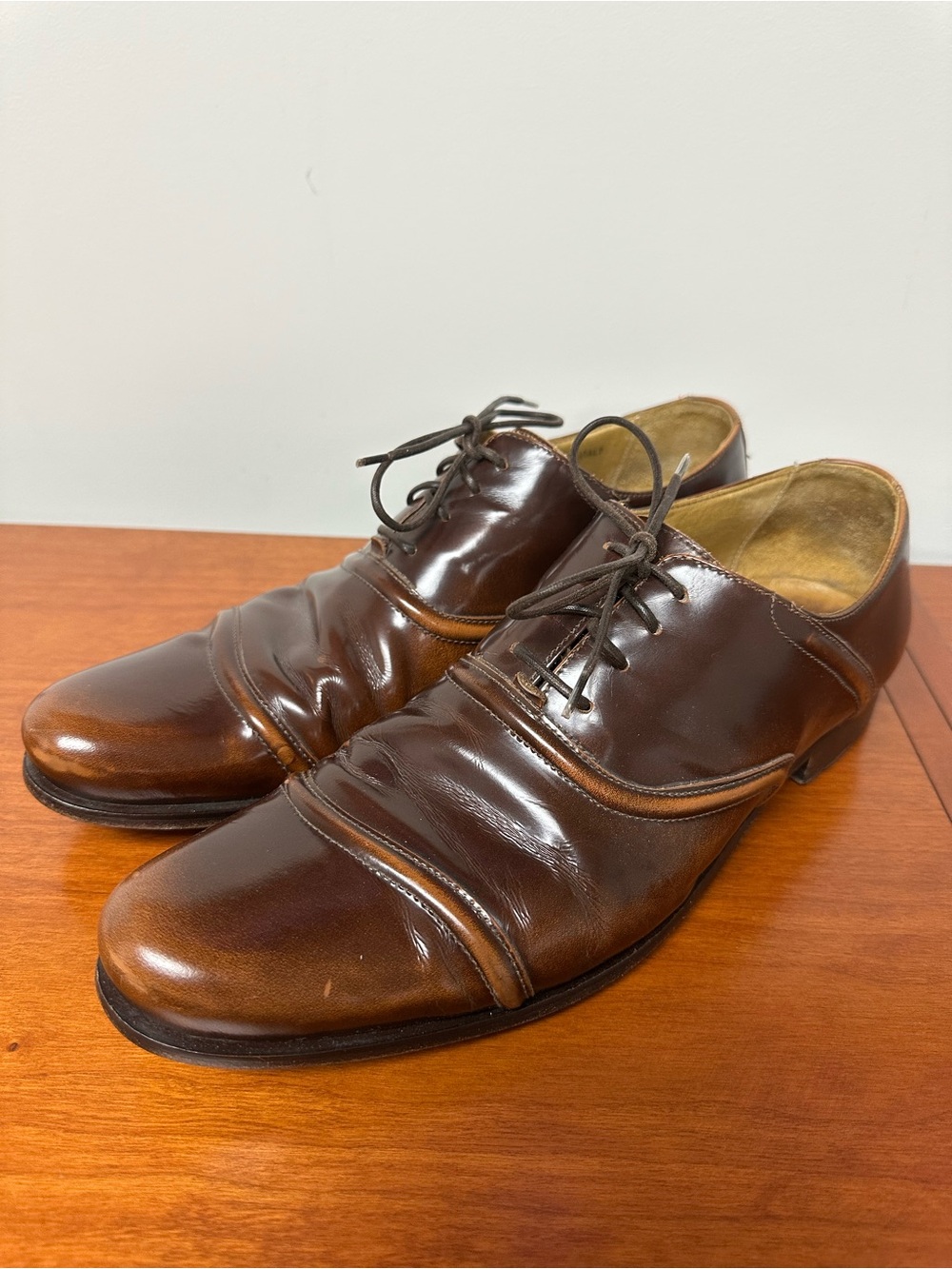 Billy Reid Brown Leather Cap-Toe Derby Shoes Size 12